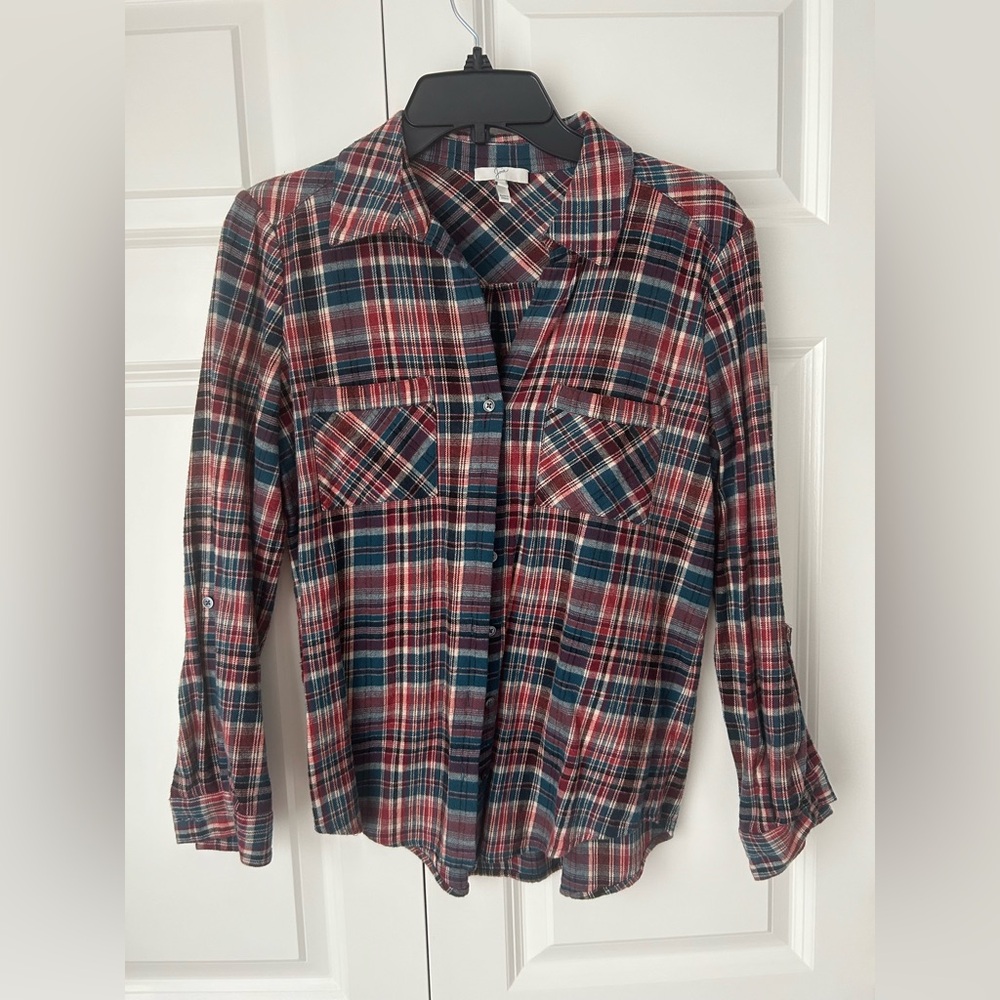 Joie flannel shirt size XS - red/blue/teal - like NEW!!